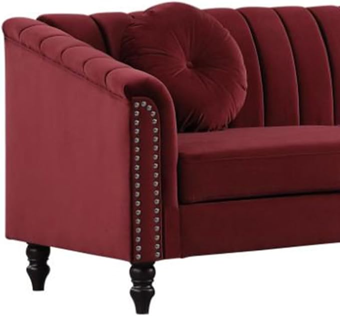 60" Loveseat Sofa, Microfiber Chesterfield Upholstered Sofas Love Seat - Image 7