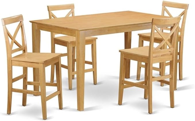 East West Furniture CAPU5H-OAK-W 5 Piece Counter Height Pub Set Includes a by EastWestFurniture