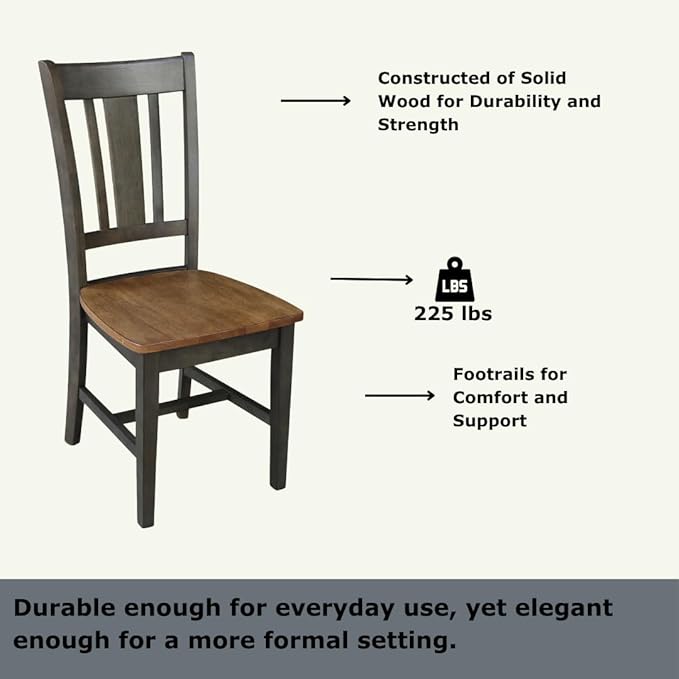 International Concepts San Remo Splatback Dining Chair, Hickory/Washed Coal - Image 15