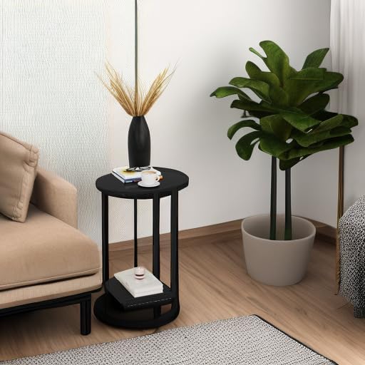 Hosfais Small Side Table End Table, C-Shaped Wood Coffee Table TV Tray - Image 5