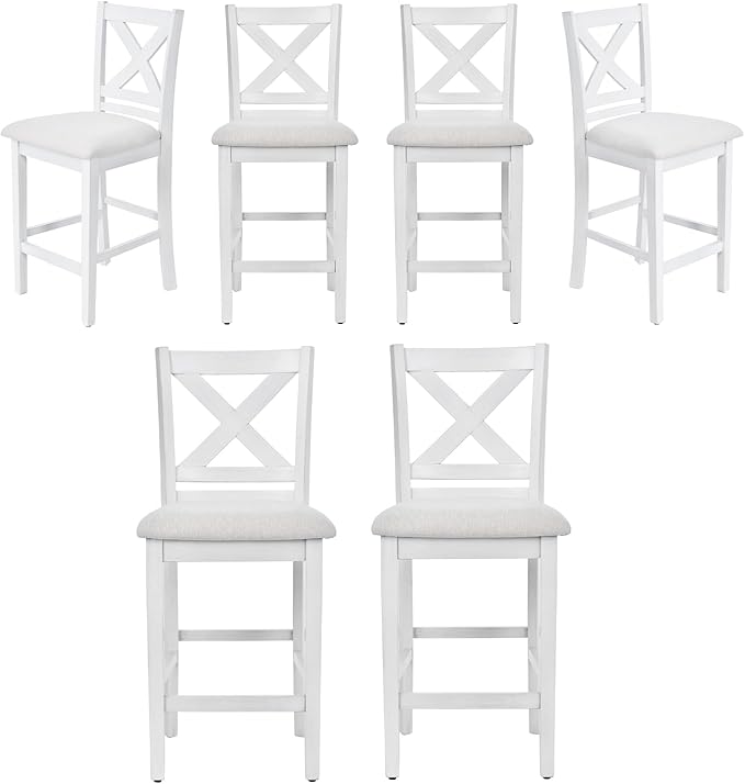 COLAMY Bar Stools Set of 6, Counter Height Bar Stools, Mid Century Modern - Image 8