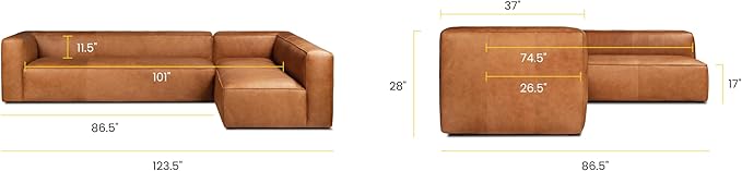 POLY & BARK Piazza Reversible Corner Sectional 125" Sofa in Bourbon Tan - Image 2