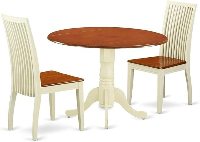 East West Furniture DLIP3-BMK-W 3 Piece Kitchen Table & Chairs Set Contains a by EastWestFurniture