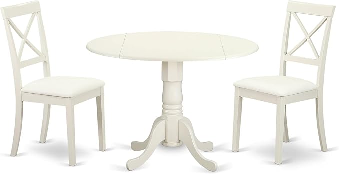 East West Furniture DLBO3-LWH-LC 3 Piece Modern Dining Table Set Contains a by EastWestFurniture