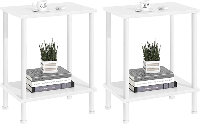 End Table, Small Side Table, 2-Tier Nightstand by YUFAM