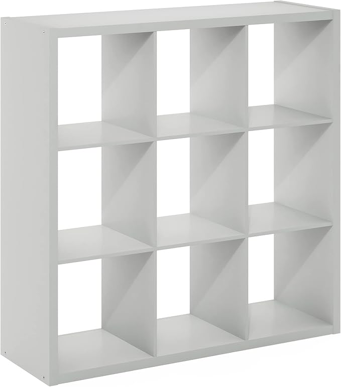 Furinno Cubicle Open Back Decorative Cube Storage Organizer, Light Grey - Image 8