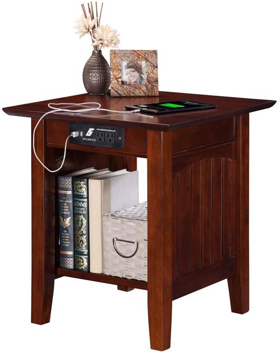 AFI Nantucket End Table with Built-in Charger in Walnut - Image 4
