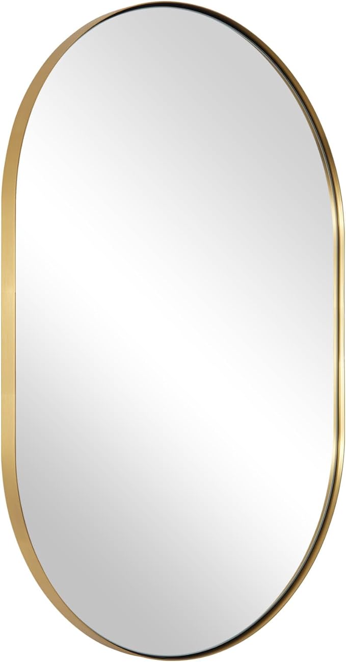 ANDY STAR Oval Bathroom Mirror, 20x33’’Oval Gold Mirror Stainless Steel Metal by ANDYSTAR