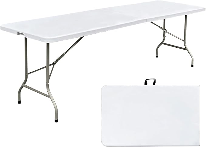 8 Foot Folding Table 96 inch Heavy Duty 8ft Plastic Portable Foldable Table by JingpiecleFurniture