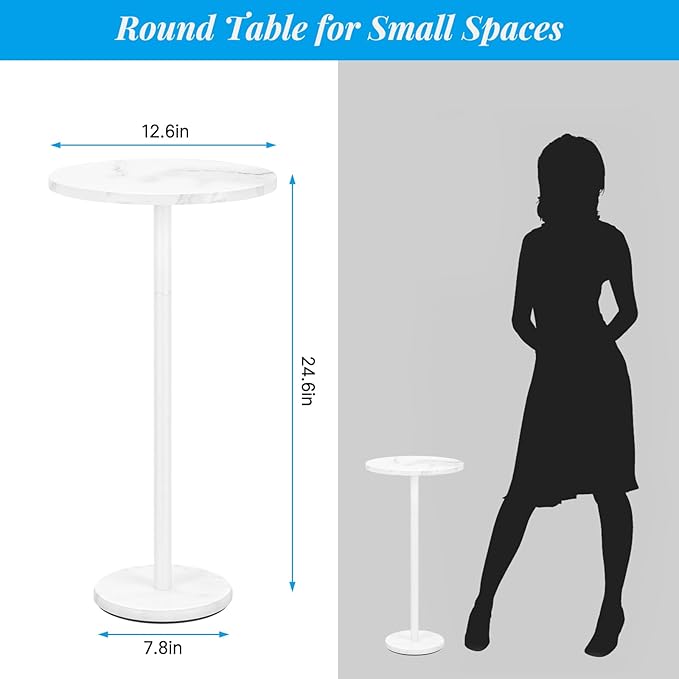 Round End Table with Marble Base Drink Tables - Image 2