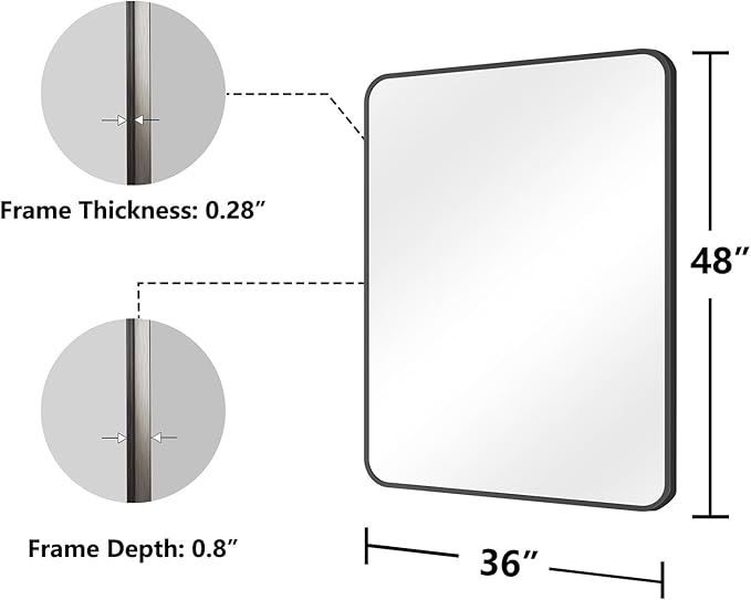 Koonmi Metal Framed Bathroom Mirror, High-Definition Tempered Glass Bathroom - Image 7