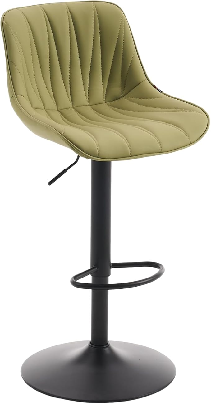 YOUNIKE Bar Stools Set of 2 for Kitchen Island, Grass Green Faux Leather Padded - Image 3