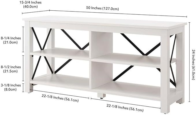 Henn&Hart Rectangular TV Stand for TV's up to 55" in White, TV Stands for the - Image 3