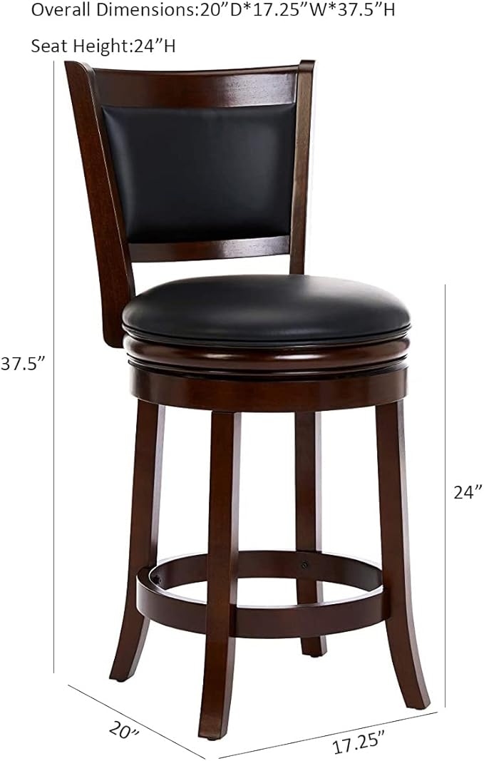 Ball & Cast Swivel Counter Height Barstool 24 Inch Seat Height Cappuccino Set - Image 3