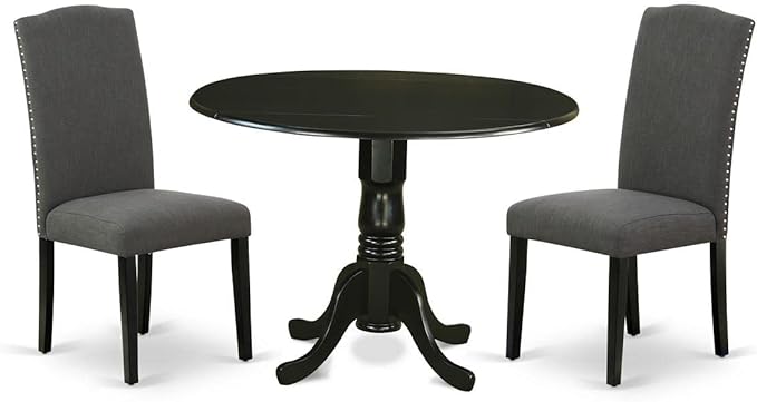East West Furniture DLEN3-BLK-20 3 Piece Modern Dining Table Set Contains a by EastWestFurniture
