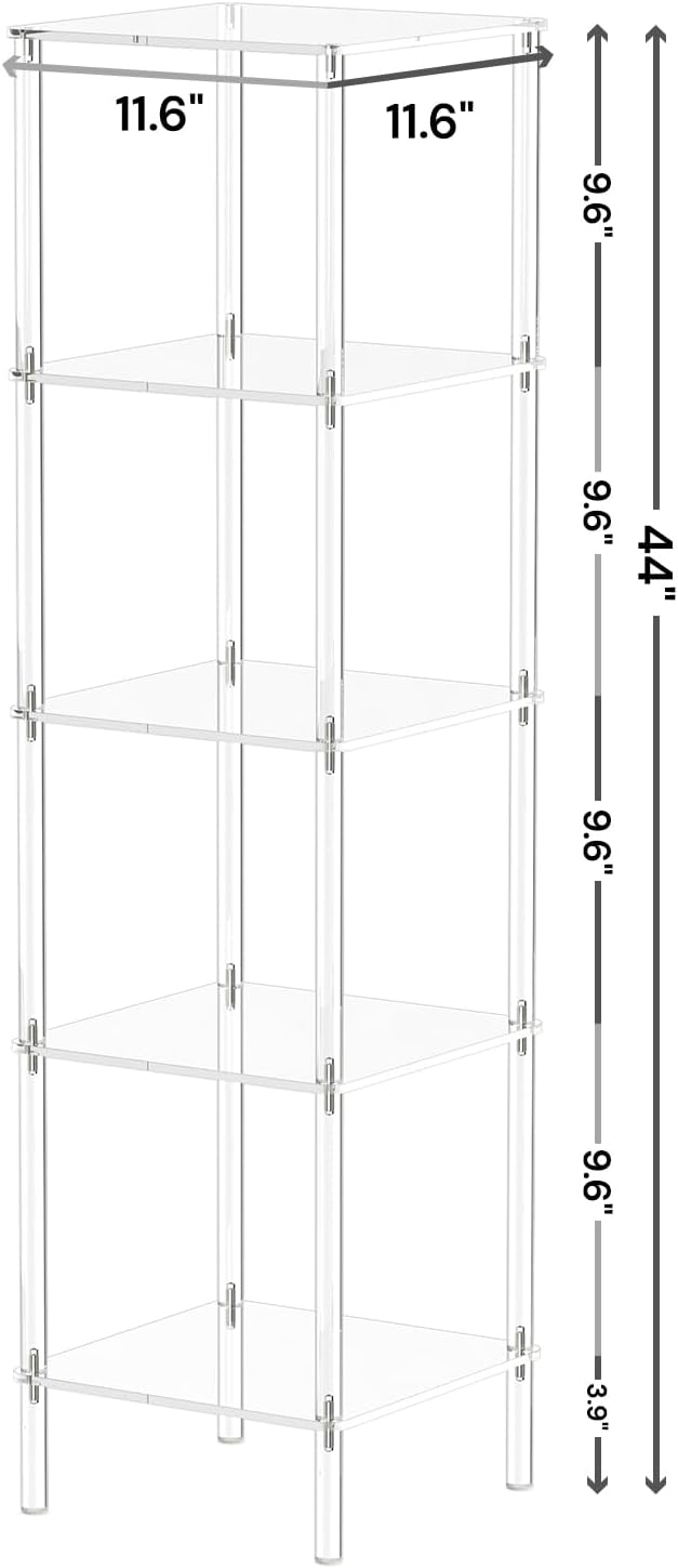 5 Tier Square Acrylic Bookshelf, Small Bookcase - Image 3