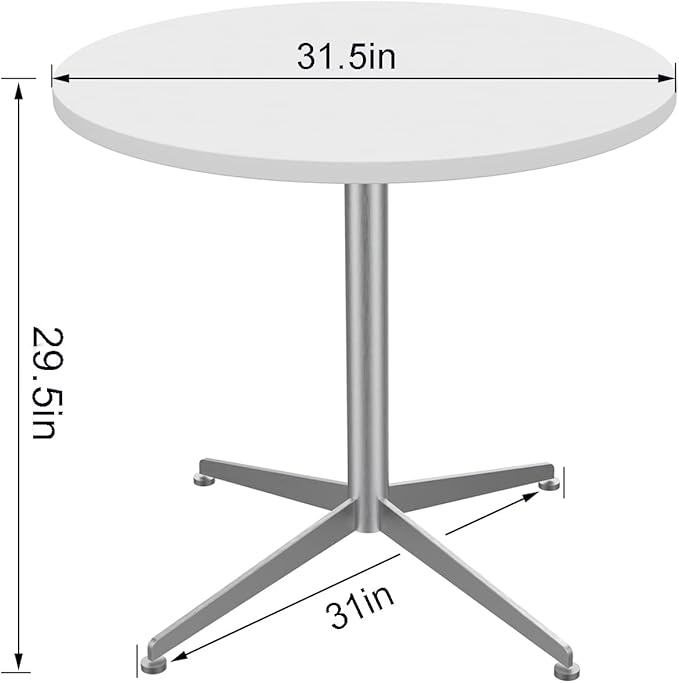 White Dining Table Round Small Office Table Conference Table Coffee Meeting - Image 3