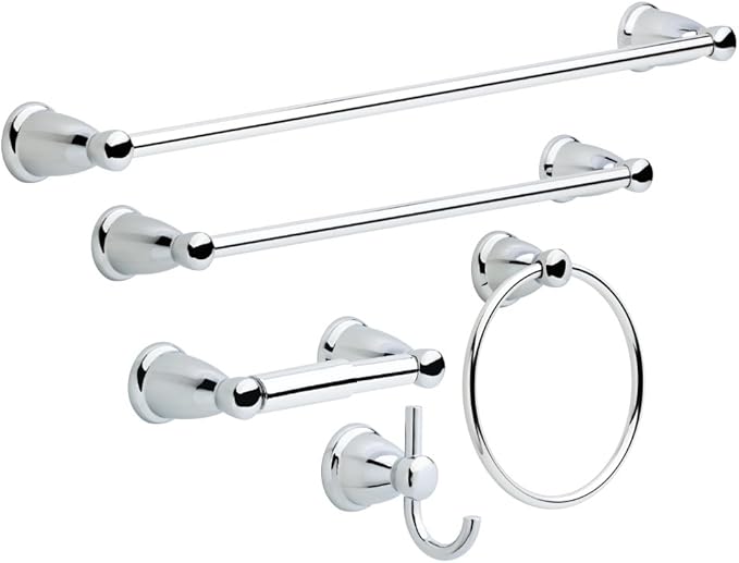 Franklin Brass Kinla 5-Piece Bathroom Set Polished Chrome 18" and 24" Towel Bar by FranklinBrass