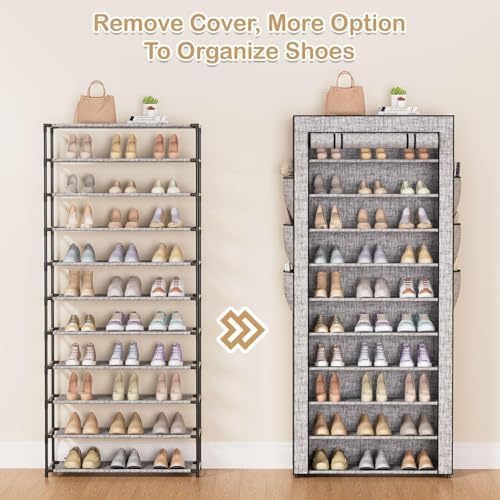 Covered Shoe Rack Tall Metal Shoes Rack Organizer - Image 8