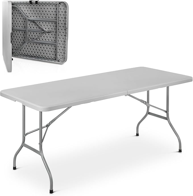 Athena Collection 6 ft Square Folding Dining Table, Large Plastic Foldable by AthenaCollectionFurniture