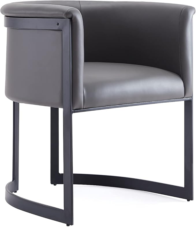 Manhattan Comfort Corso Faux Leather Upholstered Dining Chair, Barrel-Style - Image 4