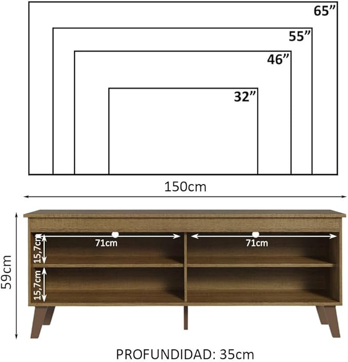 Madesa TV Stand Unit with 4 Shelves and Cable Management - Image 3