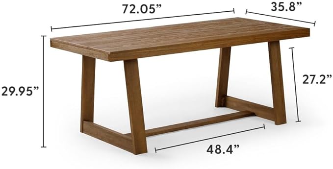 Plank+Beam 72 Inch Farmhouse Dining Table, Solid Wood Rustic Kitchen Table - Image 2