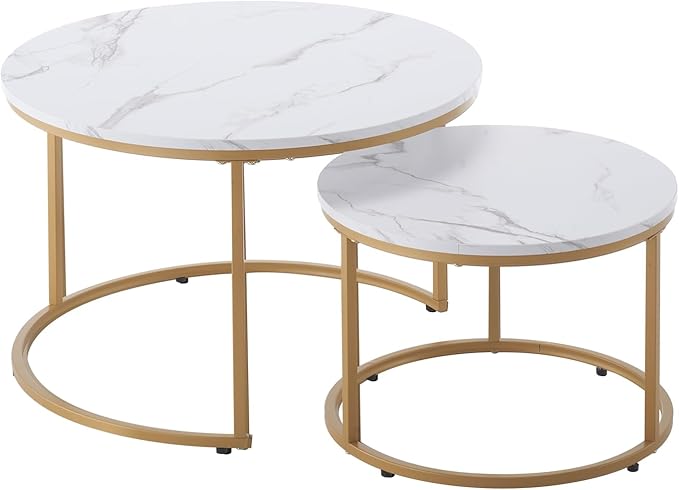 VEVOR Nesting Tables, Coffee Table Set of 2, 27.6 inch Round Coffee Table - Image 11