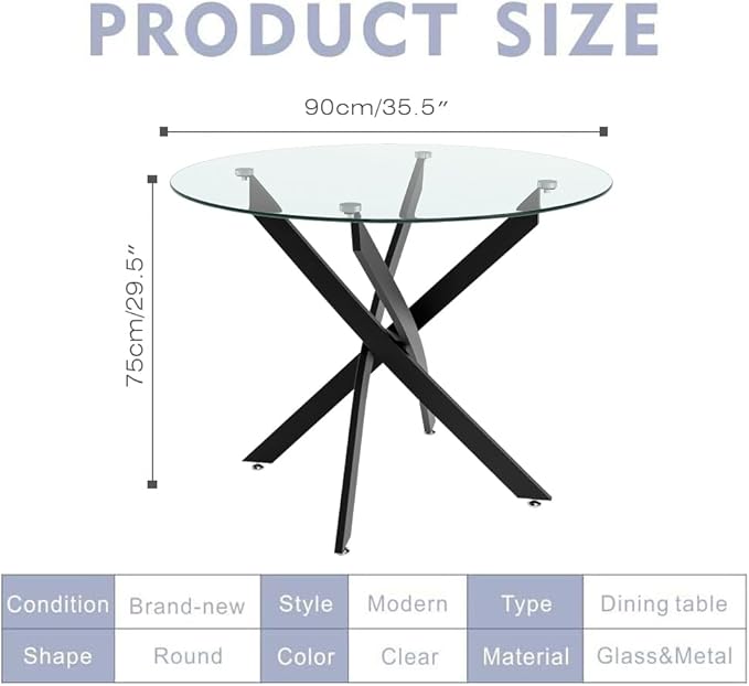 Round Tempered Glass Dining Table - Image 7