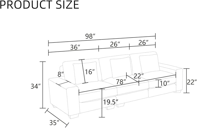 Sectional Couches for Living Room, Stylish Sectional Loveseat Sofa - Image 2