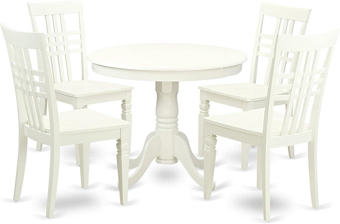 East West Furniture ANLG5-LWH-W 5 Piece Dining Table Set by EastWestFurniture