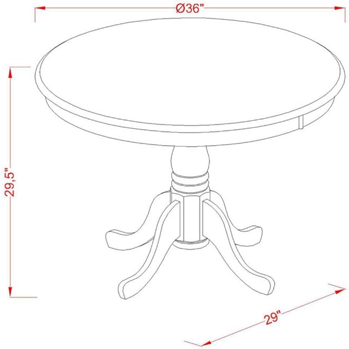 East West Furniture ANTI3-BLK-W 3 Piece Kitchen Table & Chairs Set Contains a - Image 4