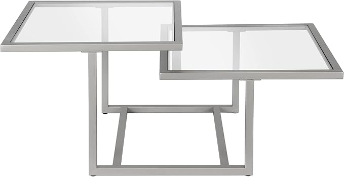 Henn&Hart 43" Wide Square Coffee Table in Nickel, Modern coffee tables - Image 7