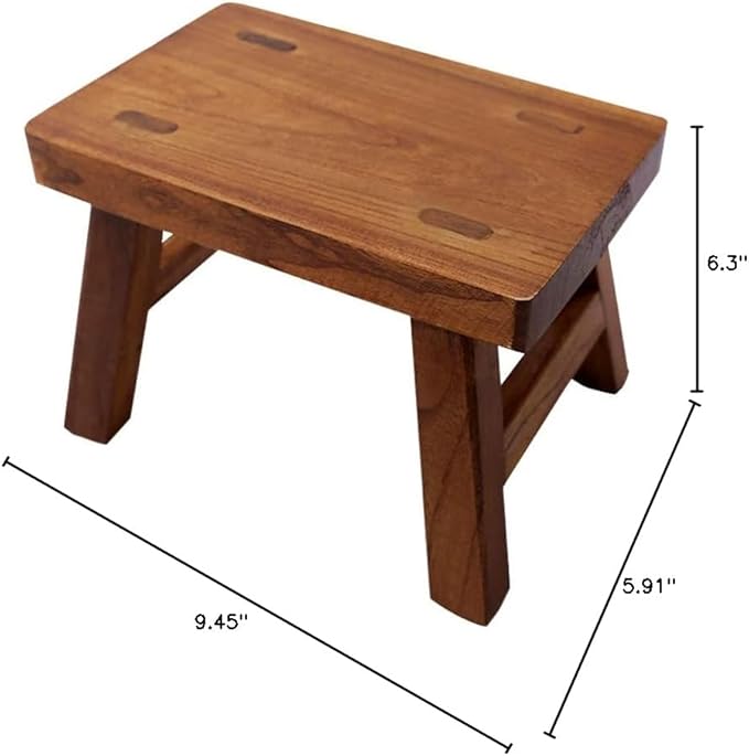 Solid Wood Tiny Step Stool for Kids Change Shoes Foot Stool Plant Stand - Image 6