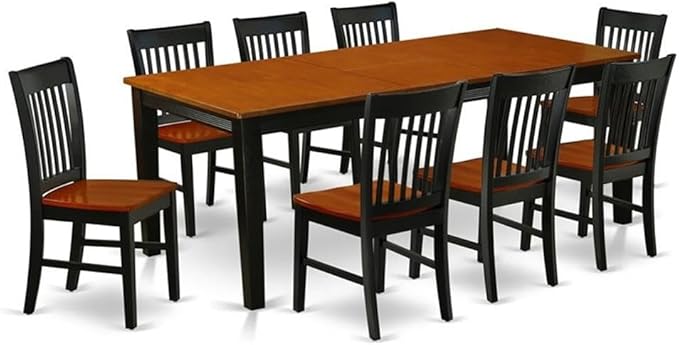 East West Furniture QUNO9-BCH-W 9 Piece Dining Set Includes a Rectangle Dining by EastWestFurniture