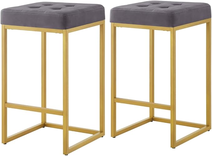 24KF Contemporary Counter Height Bar Stool Set of 2 - Image 3