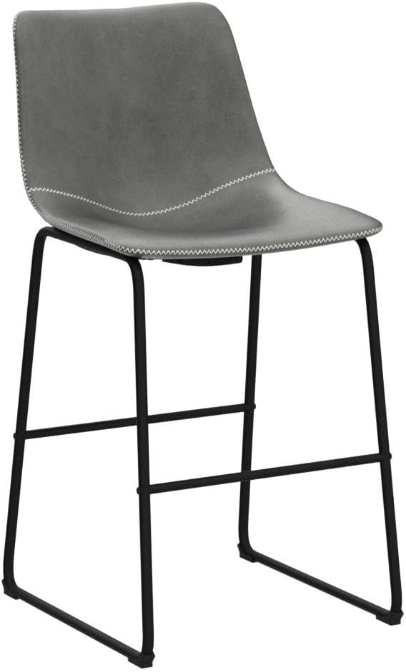 Roundhill Furniture Vintage PU Leather Bar Stools, Antique Gray - Image 4