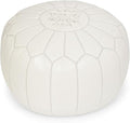 Stuffed Round Design Moroccan Leather Pouf Ottoman, Pre-Filled, 100% Genuine by Unknown