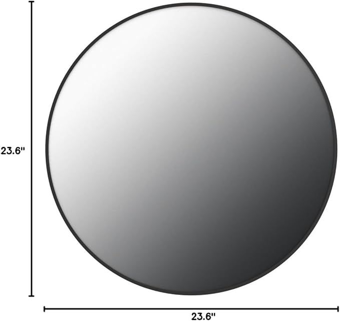 Round Mirror 23.6" Black Wall Mounted Circle Mirrors Vanity Mirror - Image 9