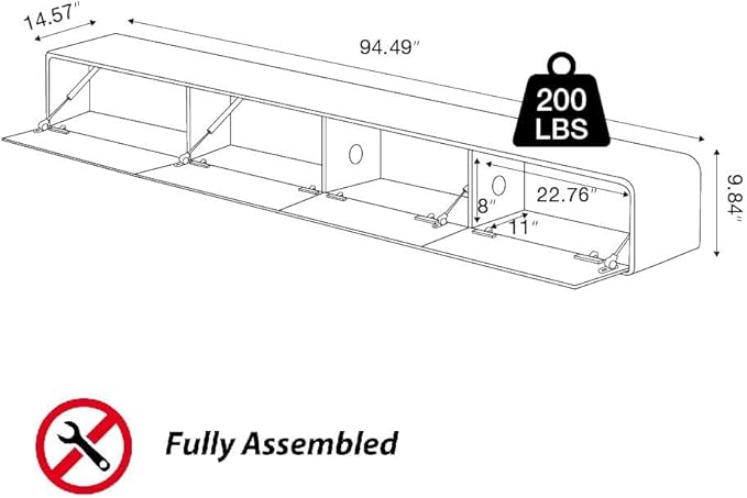 POVISON Fully-Assembled Minimalist Floating TV Stand - Image 6