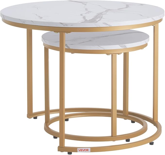 VEVOR Nesting Tables, Coffee Table Set of 2, 23.6 inch Round Coffee Table - Image 10