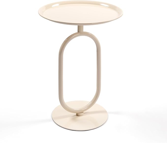 Lantern-Shaped Metal End Table, Small Round Side Accent Pedestal Modern Coffee by HanStrong