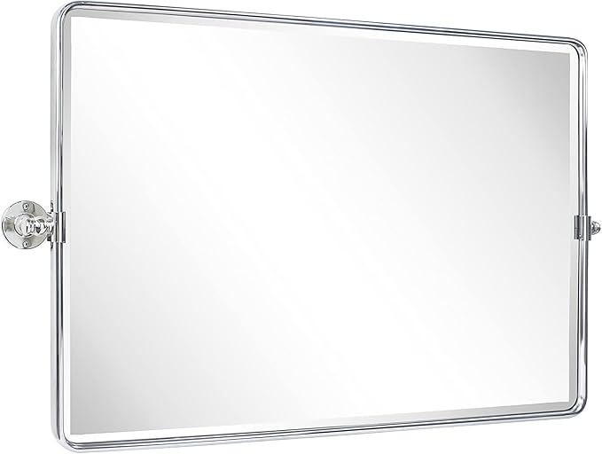 TEHOME 24 x 38'' Horizontal Farmhouse Chrome Metal Framed Pivot Rectangle - Image 3