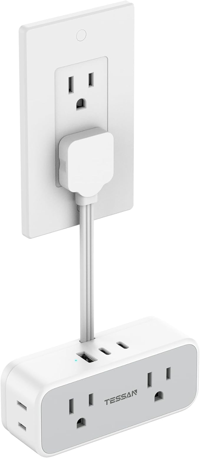 Short Extension Cord 6 inch, TESSAN Flat Plug Power Strip by TESSAN