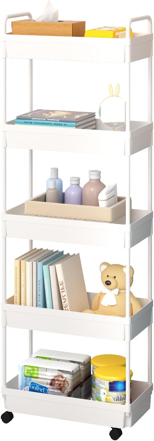 5-Tier Storage Cart，Shelf Organizer Mobile Shelving ，Utility Rolling by Unknown