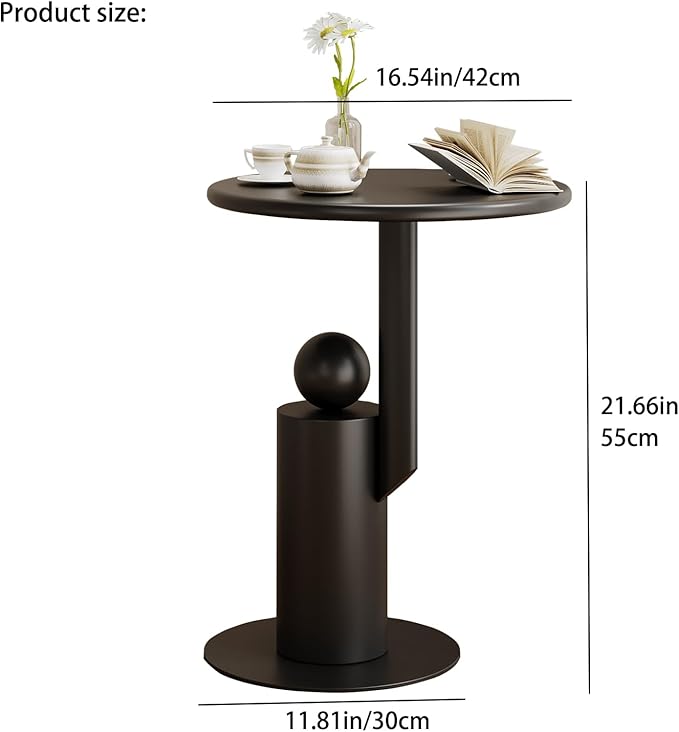 Metal Round Side Table, Matte Modern Accent End Tables Coffee Tables, Small - Image 3