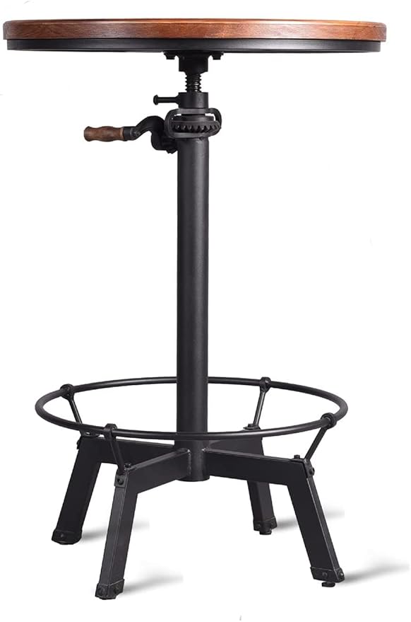 Diwhy Pub Set Industrial Style Adjustable Height 33.5-39.4in Dining Table Dia by Diwhy