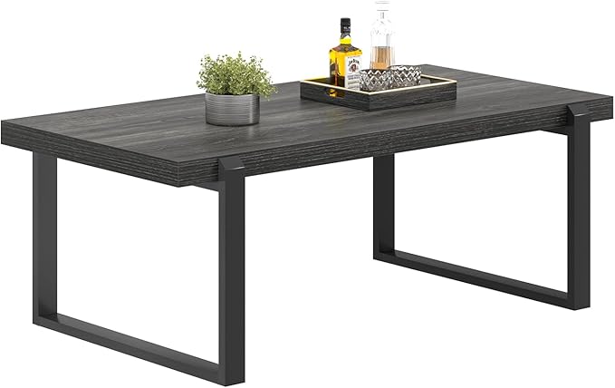 FOLUBAN Coffee Table, Modern Industrial Wood and Metal Center Table, Rectangle - Image 8