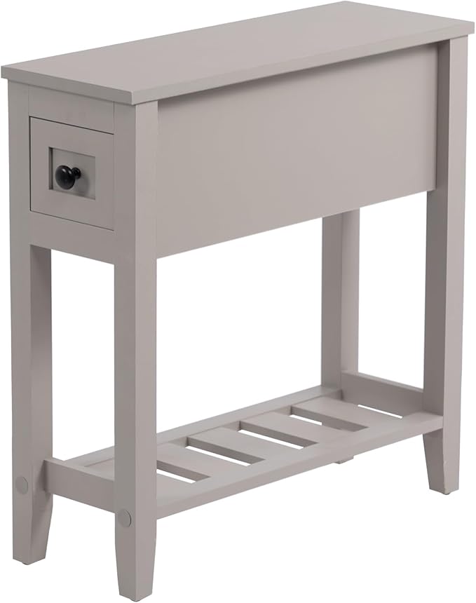 Gery Chairside Narrow End Table, Solid Recliner Side Table - Image 3