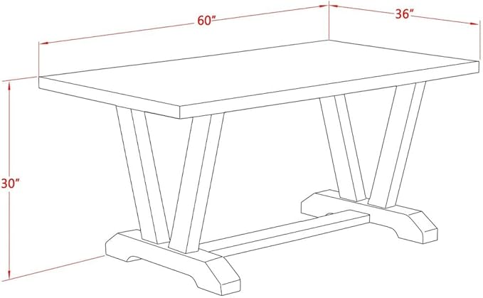 East West Furniture VT076 V-Style Modern Dining Table - Image 5